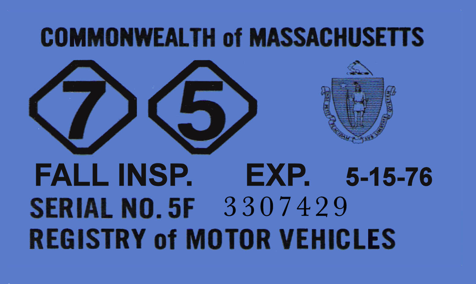 (image for) 1975 Massachusetts FALL INSPECTION Sticker